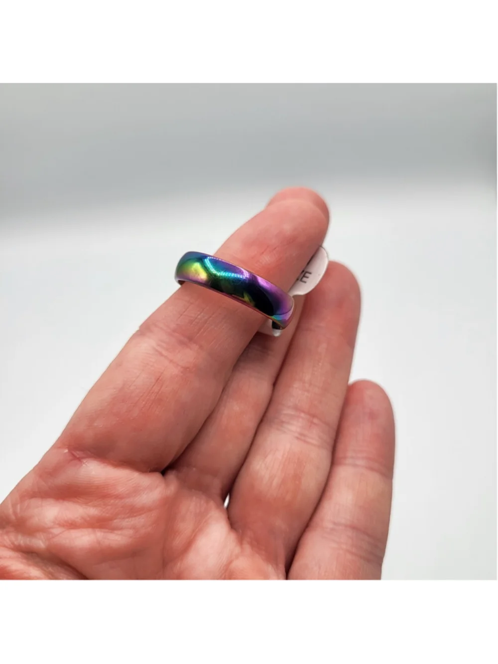 Men's US Size 11.75 Stainless Steel Rainbow Iridescent Band Ring – Unisex – NWOT